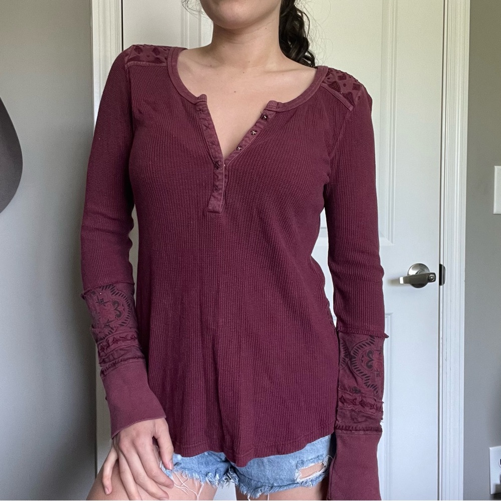 Idyllwind Maroon Long Sleeve Top